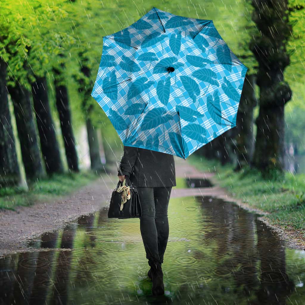 Blue Hawaii Kalo Palaka Motifs Umbrella Hawaiian Taro Leaves Elegant Vibes LT14 - Polynesian Pride