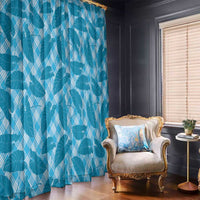 Blue Hawaii Kalo Palaka Motifs Window Curtain Hawaiian Taro Leaves Elegant Vibes LT14 - Polynesian Pride