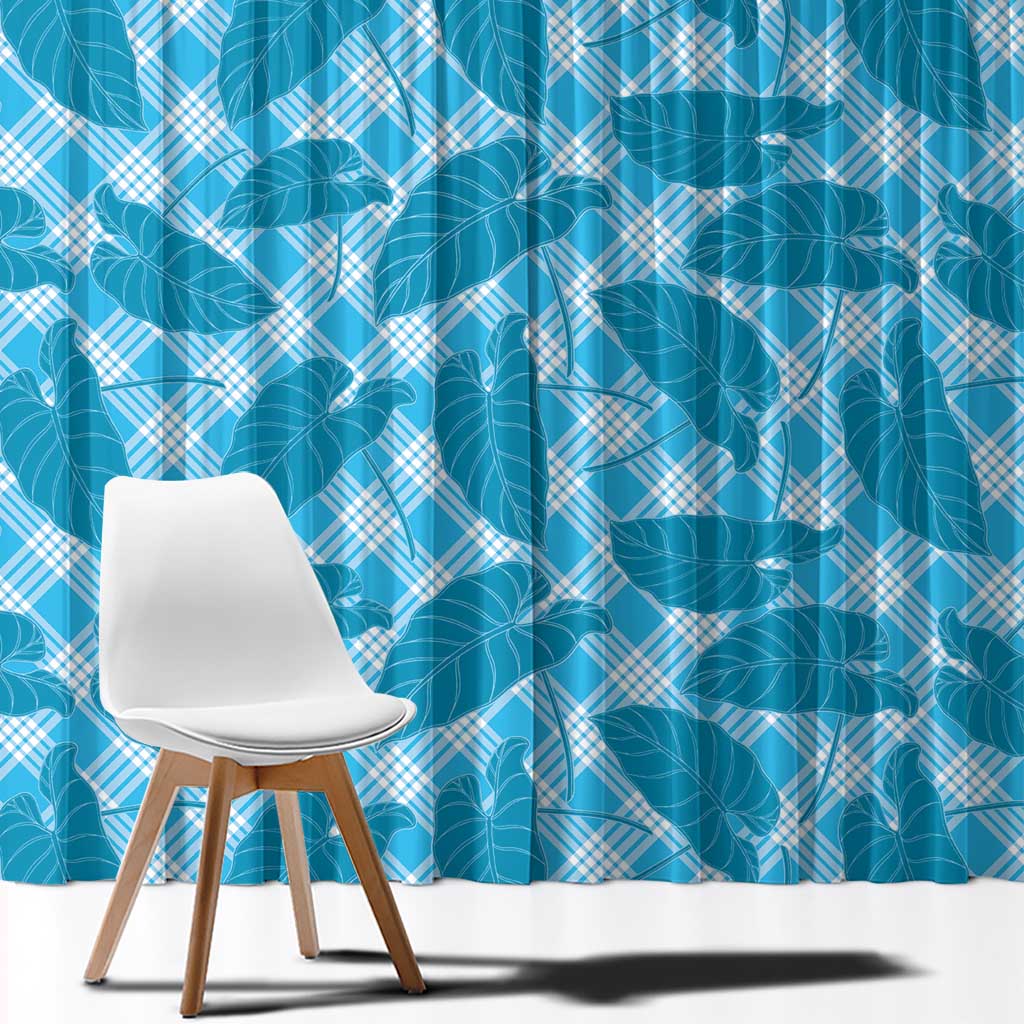 Blue Hawaii Kalo Palaka Motifs Window Curtain Hawaiian Taro Leaves Elegant Vibes LT14 - Polynesian Pride
