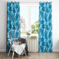 Blue Hawaii Kalo Palaka Motifs Window Curtain Hawaiian Taro Leaves Elegant Vibes LT14 - Polynesian Pride