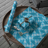 Blue Hawaii Kalo Palaka Motifs Wrapping Paper Hawaiian Taro Leaves Elegant Vibes LT14 - Polynesian Pride