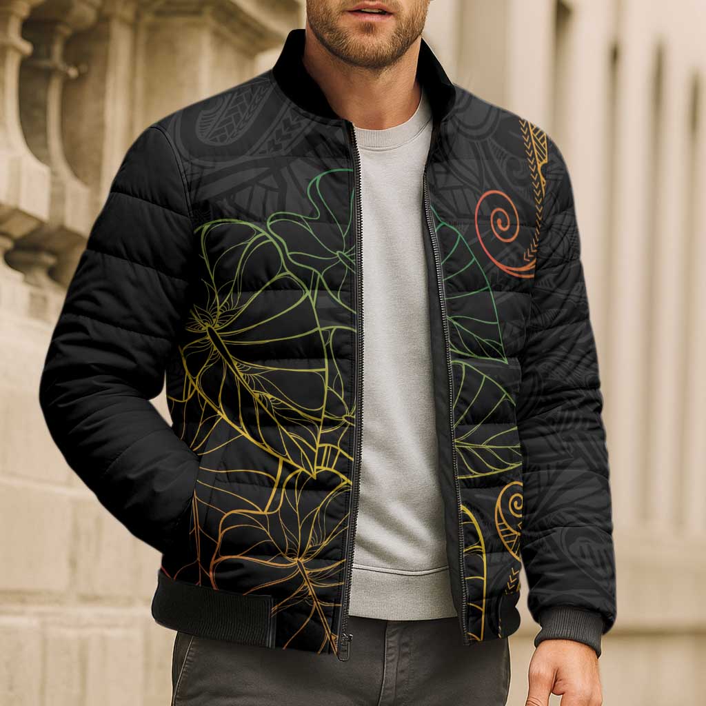 Aloha Hawaii Kalo Bomber Puffer Jacket Reggae Taro Polynesian Pattern - Polynesian Pride