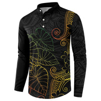 Aloha Hawaii Kalo Button Sweatshirt Reggae Taro Polynesian Pattern - Polynesian Pride
