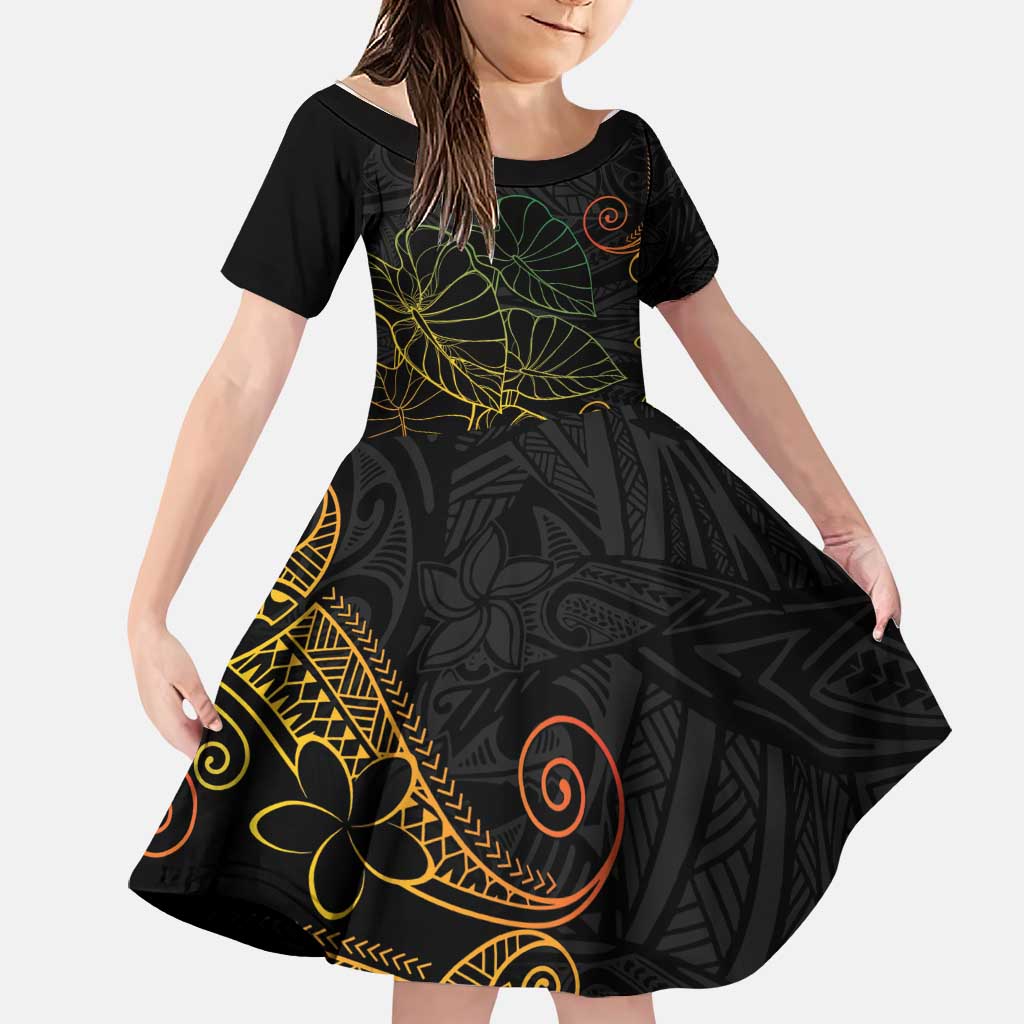 Aloha Hawaii Kalo Family Matching Mermaid Dress and Hawaiian Shirt Reggae Taro Polynesian Pattern - Polynesian Pride