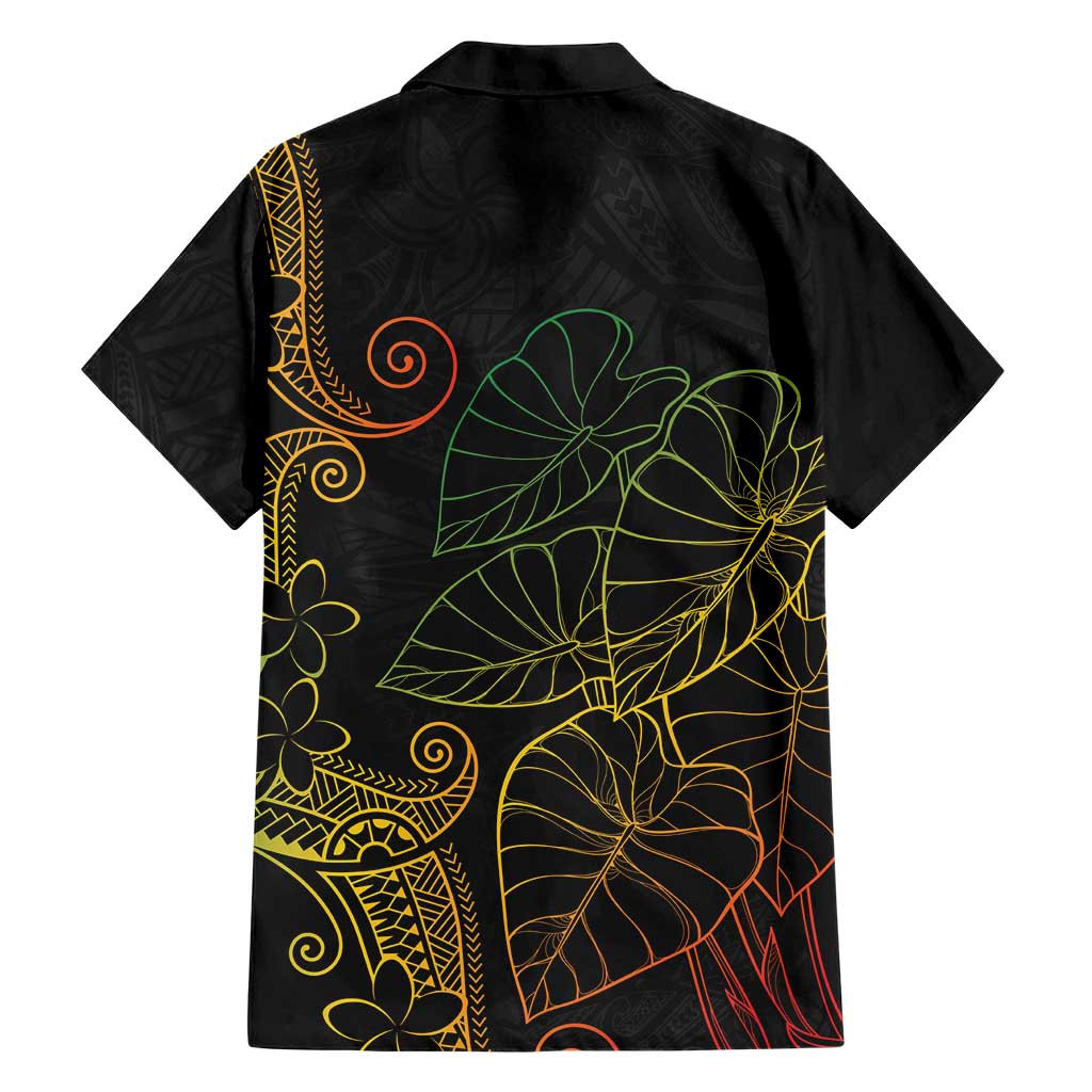 Aloha Hawaii Kalo Family Matching Off The Shoulder Long Sleeve Dress and Hawaiian Shirt Reggae Taro Polynesian Pattern - Polynesian Pride