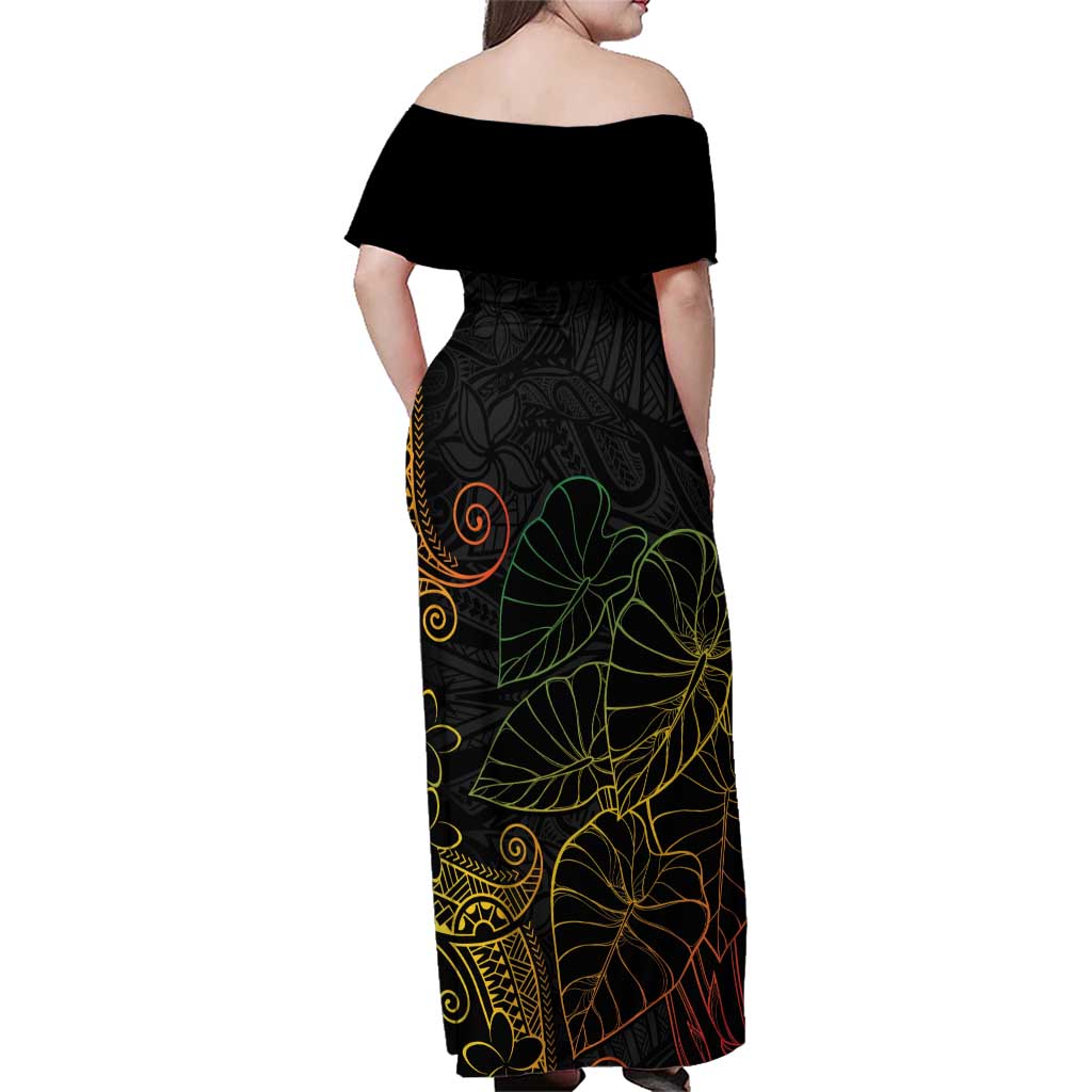 Aloha Hawaii Kalo Family Matching Off Shoulder Maxi Dress and Hawaiian Shirt Reggae Taro Polynesian Pattern - Polynesian Pride