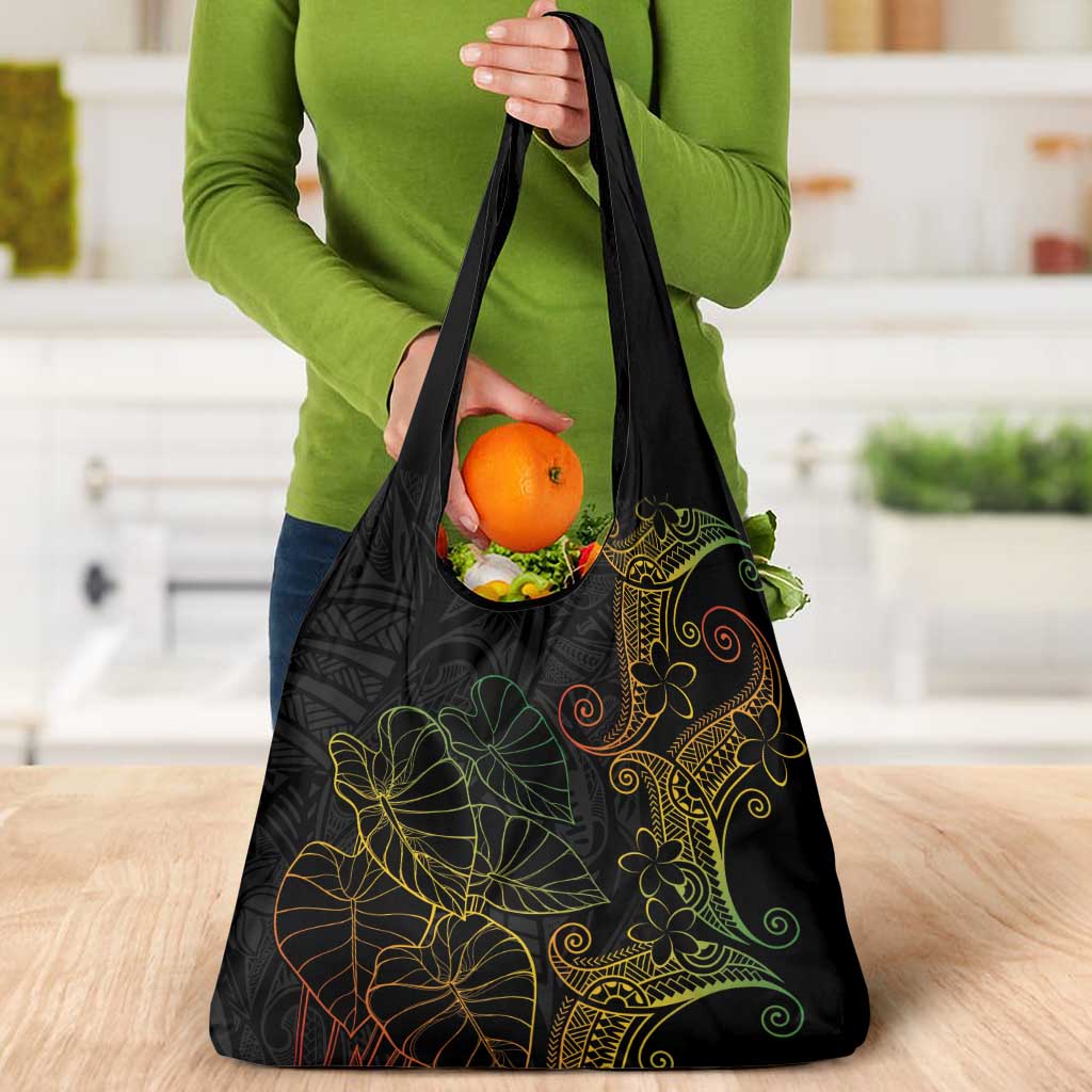 Aloha Hawaii Kalo Grocery Bag Reggae Taro Polynesian Pattern - Polynesian Pride