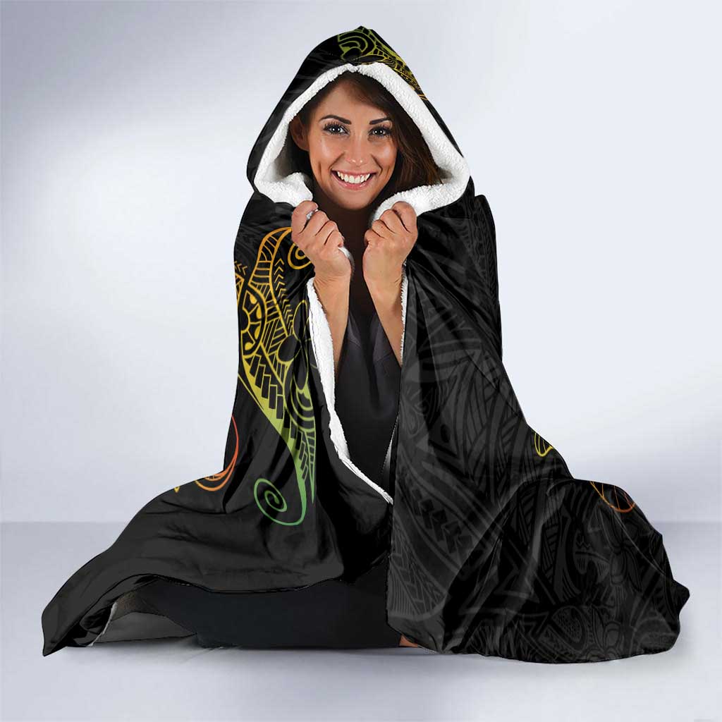 Aloha Hawaii Kalo Hooded Blanket Reggae Taro Polynesian Pattern - Polynesian Pride