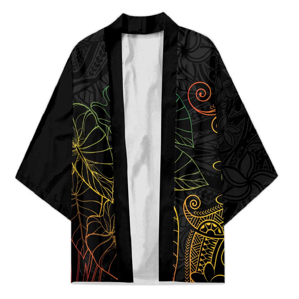 Aloha Hawaii Kalo Kimono Reggae Taro Polynesian Pattern LT14 Unisex Black - Polynesian Pride