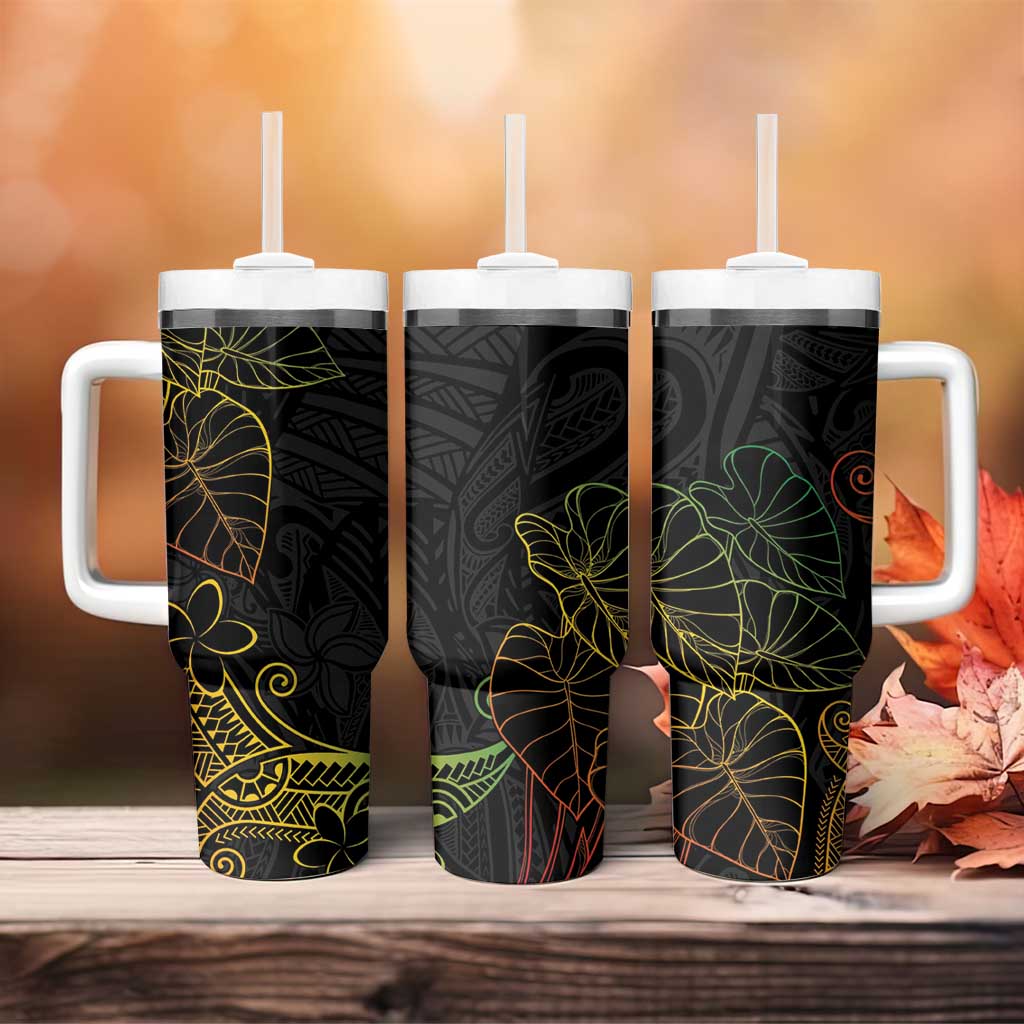 Aloha Hawaii Kalo Tumbler With Handle Reggae Taro Polynesian Pattern - Polynesian Pride