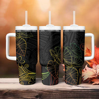 Aloha Hawaii Kalo Tumbler With Handle Reggae Taro Polynesian Pattern - Polynesian Pride