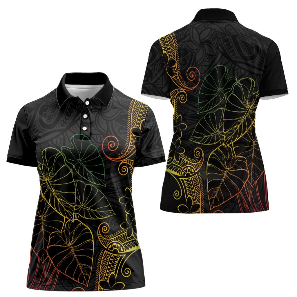 Aloha Hawaii Kalo Women Polo Shirt Reggae Taro Polynesian Pattern - Polynesian Pride