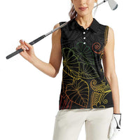 Aloha Hawaii Kalo Women Sleeveless Polo Shirt Reggae Taro Polynesian Pattern - Polynesian Pride