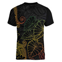 Aloha Hawaii Kalo Women V-Neck T-Shirt Reggae Taro Polynesian Pattern LT14 - Polynesian Pride