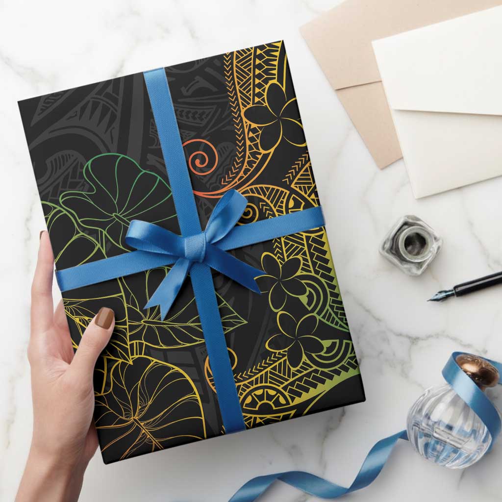 Aloha Hawaii Kalo Wrapping Paper Reggae Taro Polynesian Pattern - Polynesian Pride