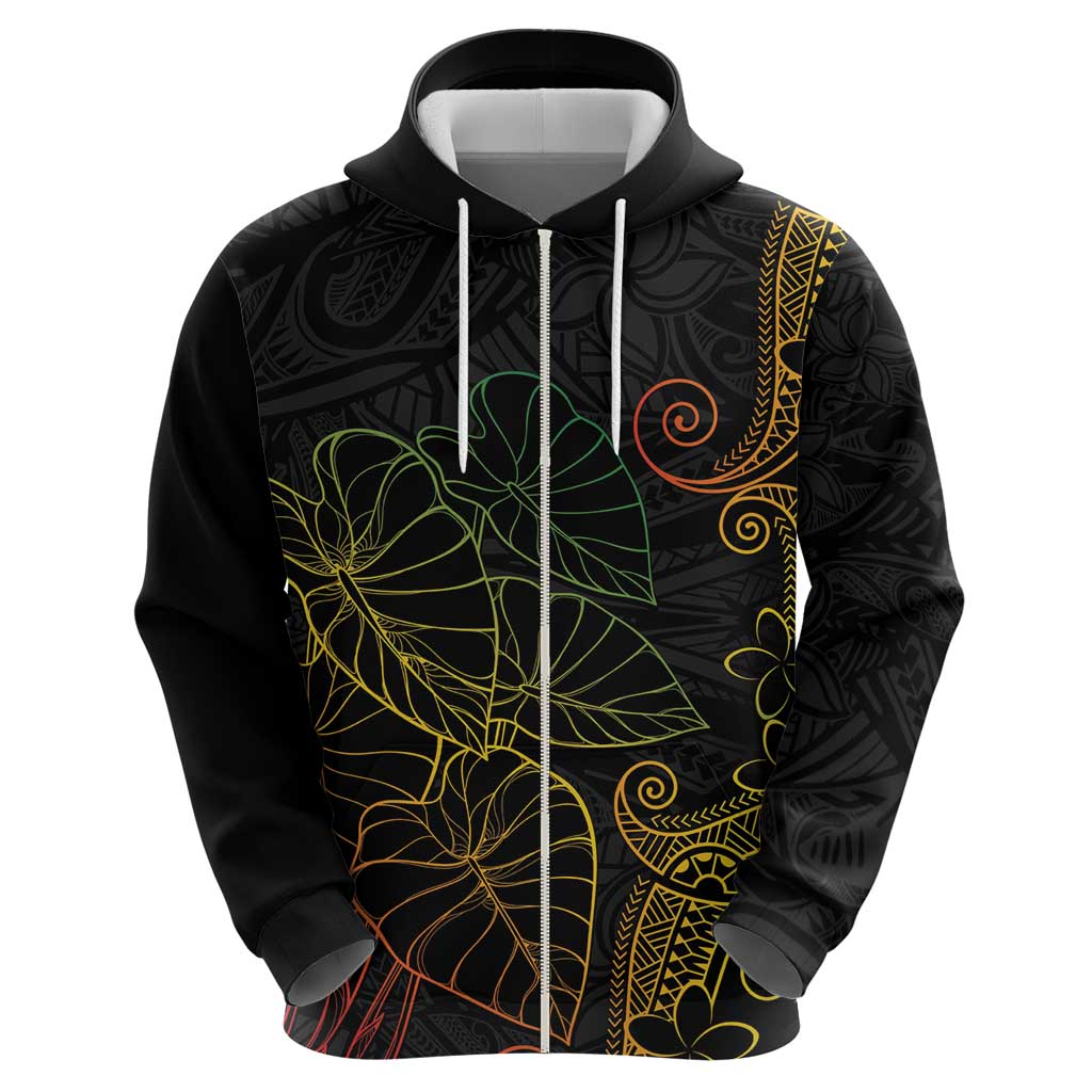 Aloha Hawaii Kalo Zip Hoodie Reggae Taro Polynesian Pattern - Polynesian Pride