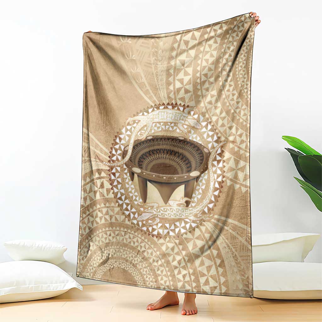 Tonga Skink Kava Bowl Blanket Vintage Tongan Ngatu Pattern