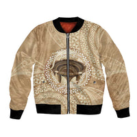 Tonga Skink Kava Bowl Bomber Jacket Vintage Tongan Ngatu Pattern