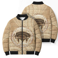 Tonga Skink Kava Bowl Bomber Puffer Jacket Vintage Tongan Ngatu Pattern