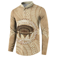 Tonga Skink Kava Bowl Button Sweatshirt Vintage Tongan Ngatu Pattern