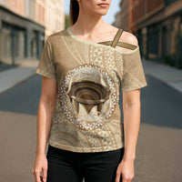 Tonga Skink Kava Bowl Cross Shoulder Shirt Vintage Tongan Ngatu Pattern LT14 - Polynesian Pride
