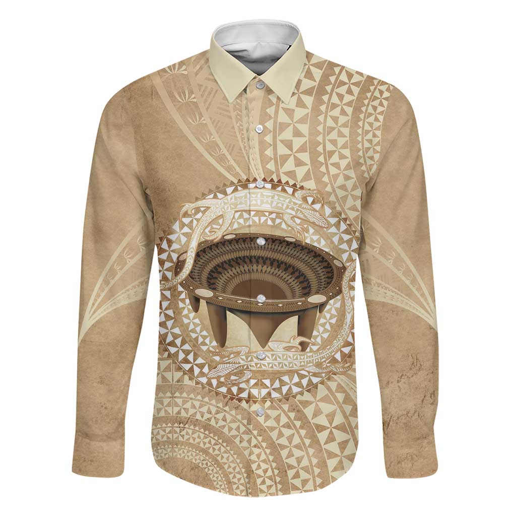 Tonga Skink Kava Bowl Family Matching Off The Shoulder Long Sleeve Dress and Hawaiian Shirt Vintage Tongan Ngatu Pattern
