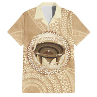 Tonga Skink Kava Bowl Family Matching Off Shoulder Short Dress and Hawaiian Shirt Vintage Tongan Ngatu Pattern