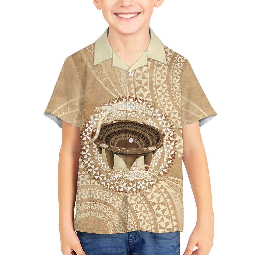 Tonga Skink Kava Bowl Family Matching Puletasi and Hawaiian Shirt Vintage Tongan Ngatu Pattern