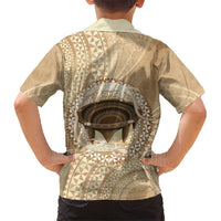 Tonga Skink Kava Bowl Family Matching Short Sleeve Bodycon Dress and Hawaiian Shirt Vintage Tongan Ngatu Pattern