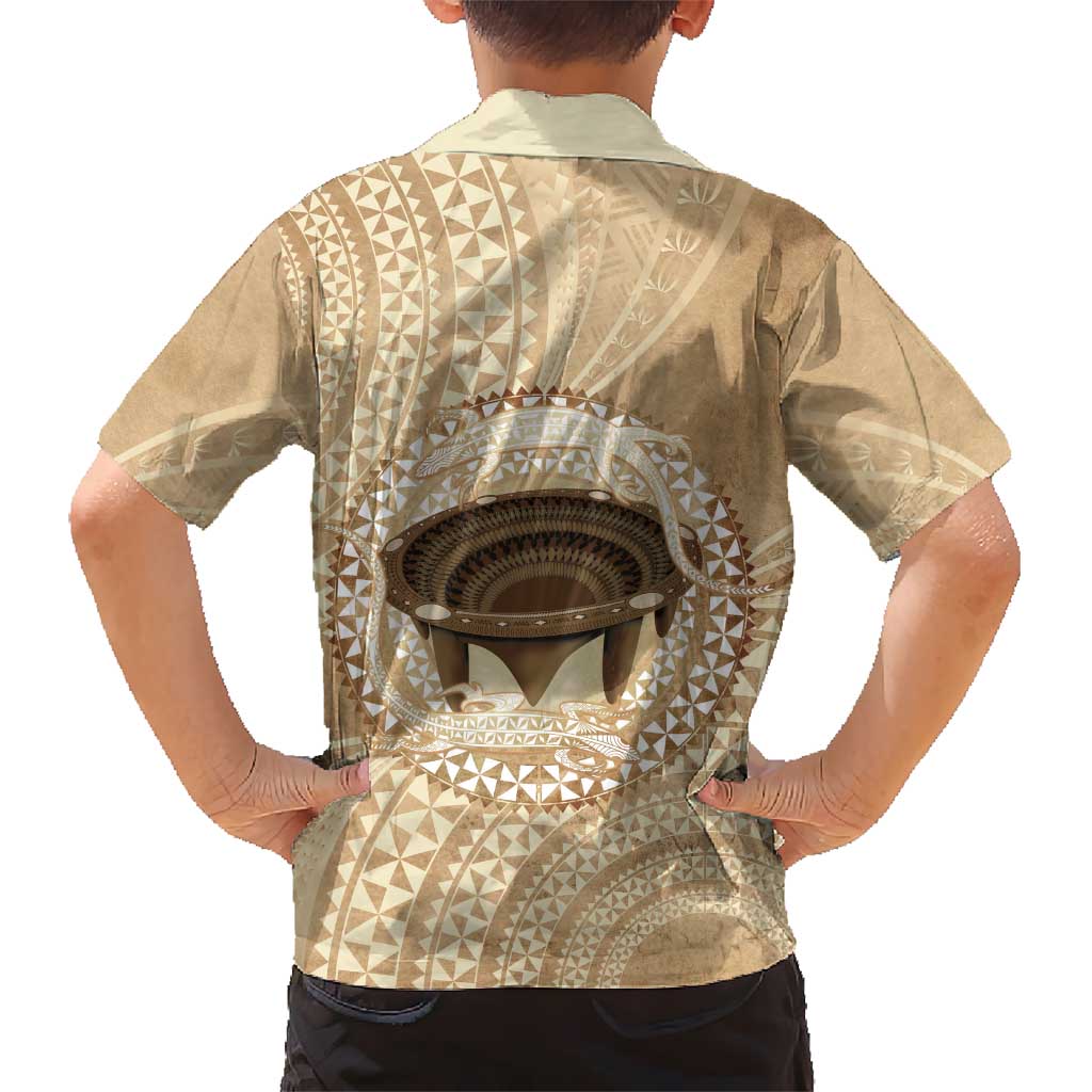 Tonga Skink Kava Bowl Family Matching Tank Maxi Dress and Hawaiian Shirt Vintage Tongan Ngatu Pattern