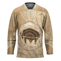 Tonga Skink Kava Bowl Hockey Jersey Vintage Tongan Ngatu Pattern LT14 Unisex Brown - Polynesian Pride
