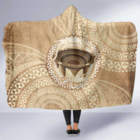 Tonga Skink Kava Bowl Hooded Blanket Vintage Tongan Ngatu Pattern