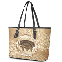 Tonga Skink Kava Bowl Leather Tote Bag Vintage Tongan Ngatu Pattern LT14 - Polynesian Pride