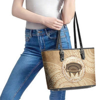 Tonga Skink Kava Bowl Leather Tote Bag Vintage Tongan Ngatu Pattern LT14 - Polynesian Pride