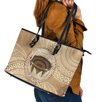 Tonga Skink Kava Bowl Leather Tote Bag Vintage Tongan Ngatu Pattern LT14 - Polynesian Pride
