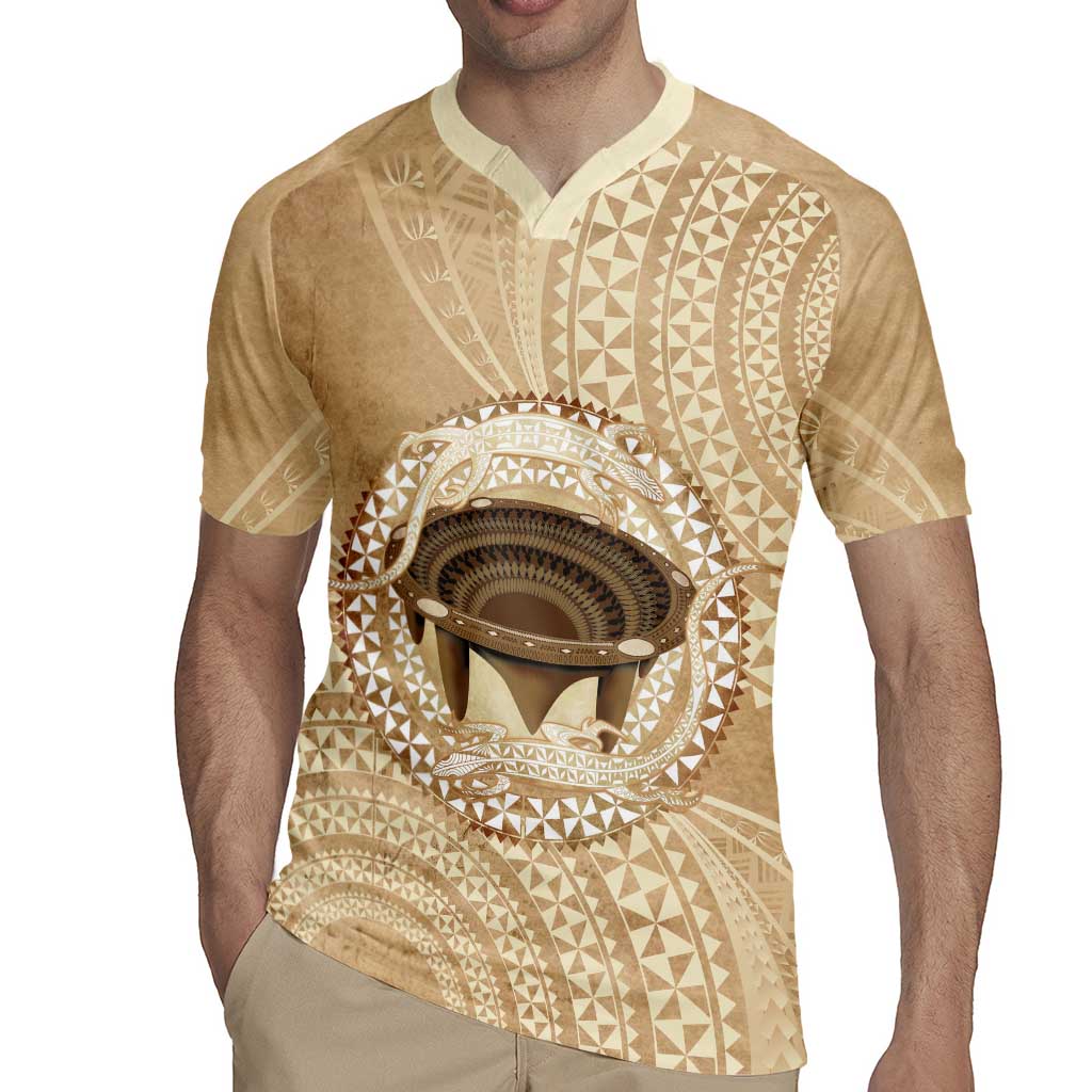 Tonga Skink Kava Bowl Rugby Jersey Vintage Tongan Ngatu Pattern