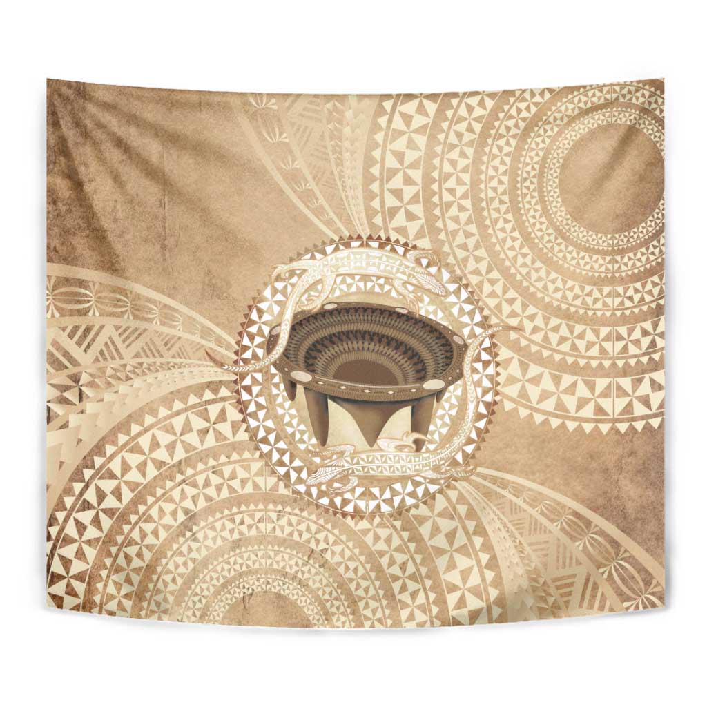 Tonga Skink Kava Bowl Tapestry Vintage Tongan Ngatu Pattern