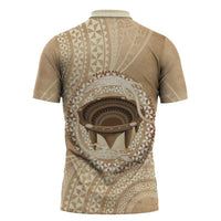 Tonga Skink Kava Bowl Zipper Polo Shirt Vintage Tongan Ngatu Pattern