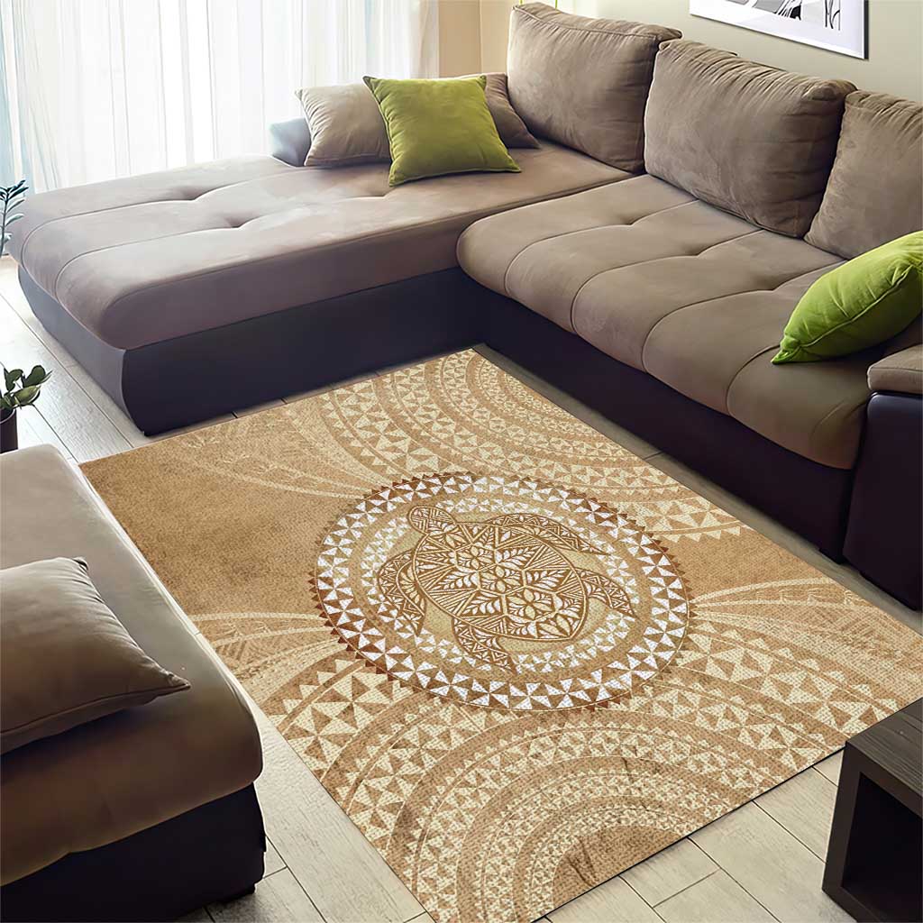 Tonga Ngatu Turtle Area Rug Vintage Tongan Tapa Cloth