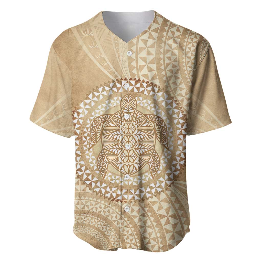 Tonga Ngatu Turtle Baseball Jersey Vintage Tongan Tapa Cloth