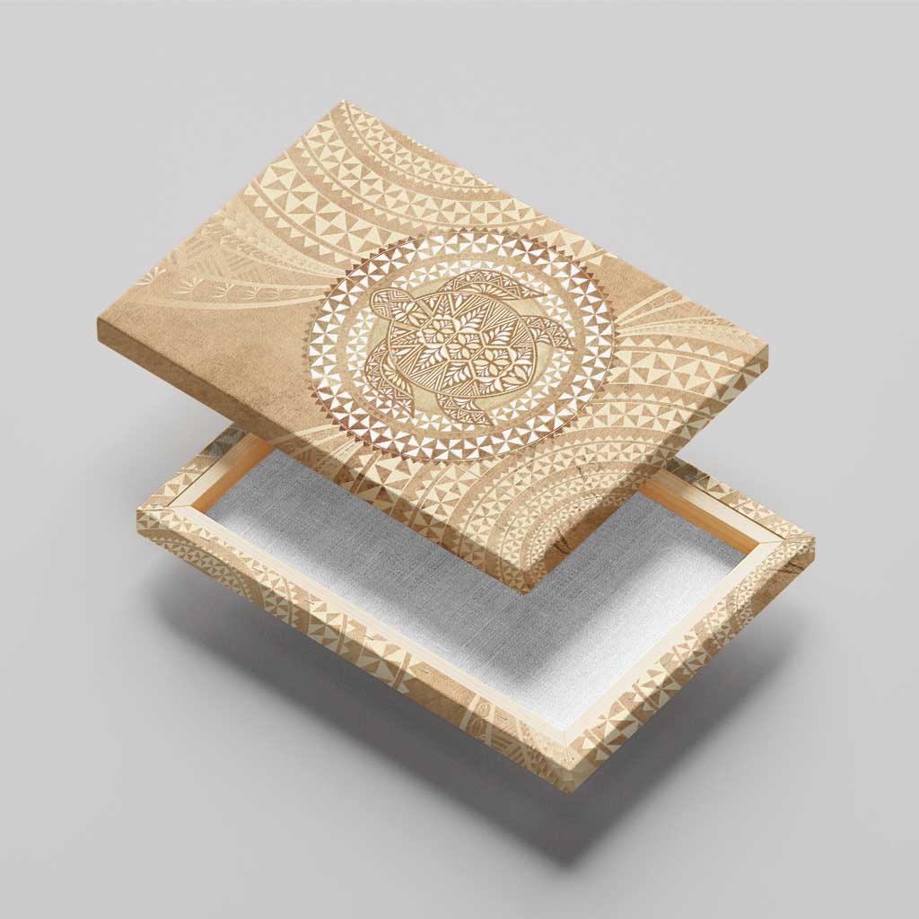 Tonga Ngatu Turtle Canvas Wall Art Vintage Tongan Tapa Cloth
