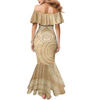 Tonga Ngatu Turtle Family Matching Mermaid Dress and Hawaiian Shirt Vintage Tongan Tapa Cloth
