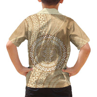 Tonga Ngatu Turtle Family Matching Off Shoulder Short Dress and Hawaiian Shirt Vintage Tongan Tapa Cloth