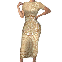 Tonga Ngatu Turtle Family Matching Short Sleeve Bodycon Dress and Hawaiian Shirt Vintage Tongan Tapa Cloth