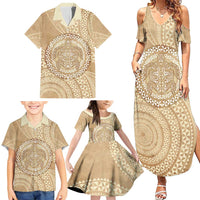 Tonga Ngatu Turtle Family Matching Summer Maxi Dress and Hawaiian Shirt Vintage Tongan Tapa Cloth