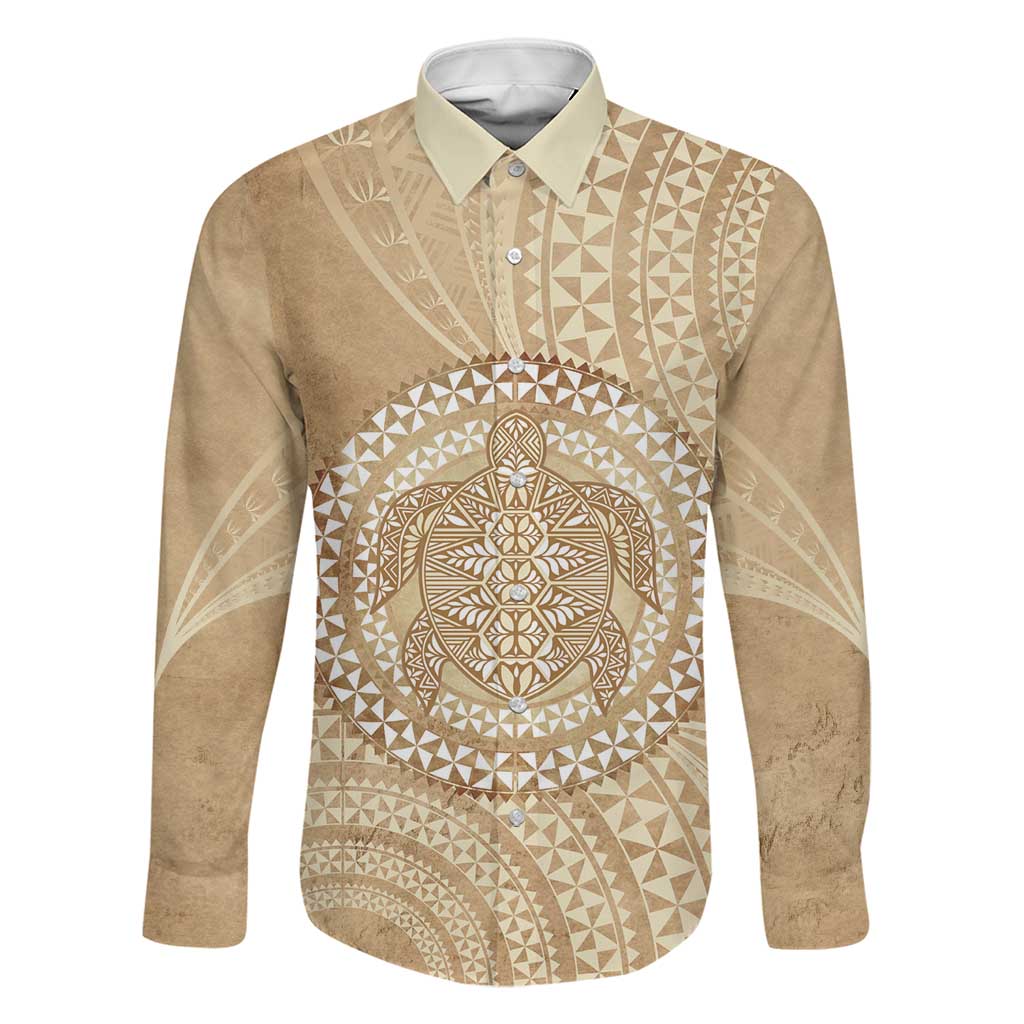 Tonga Ngatu Turtle Family Matching Tank Maxi Dress and Hawaiian Shirt Vintage Tongan Tapa Cloth