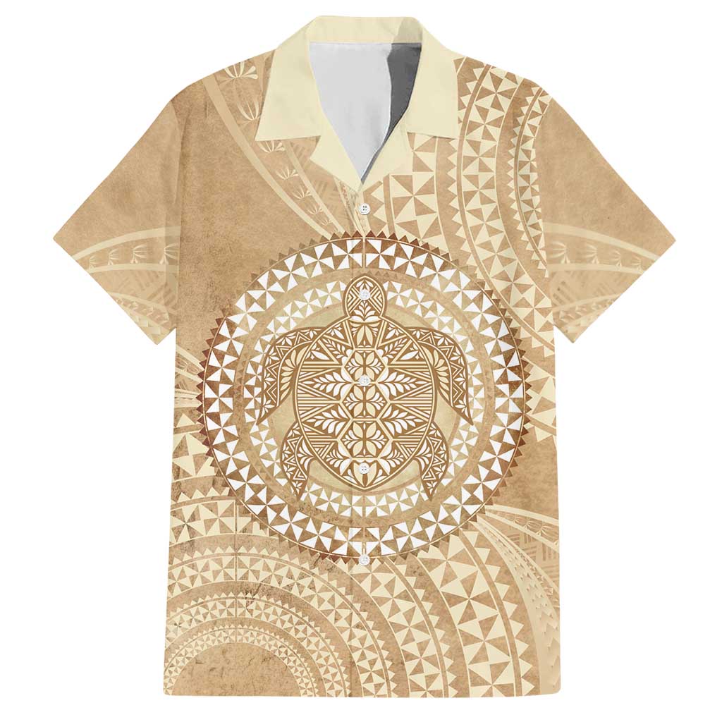 Tonga Ngatu Turtle Hawaiian Shirt Vintage Tongan Tapa Cloth LT14 Brown - Polynesian Pride