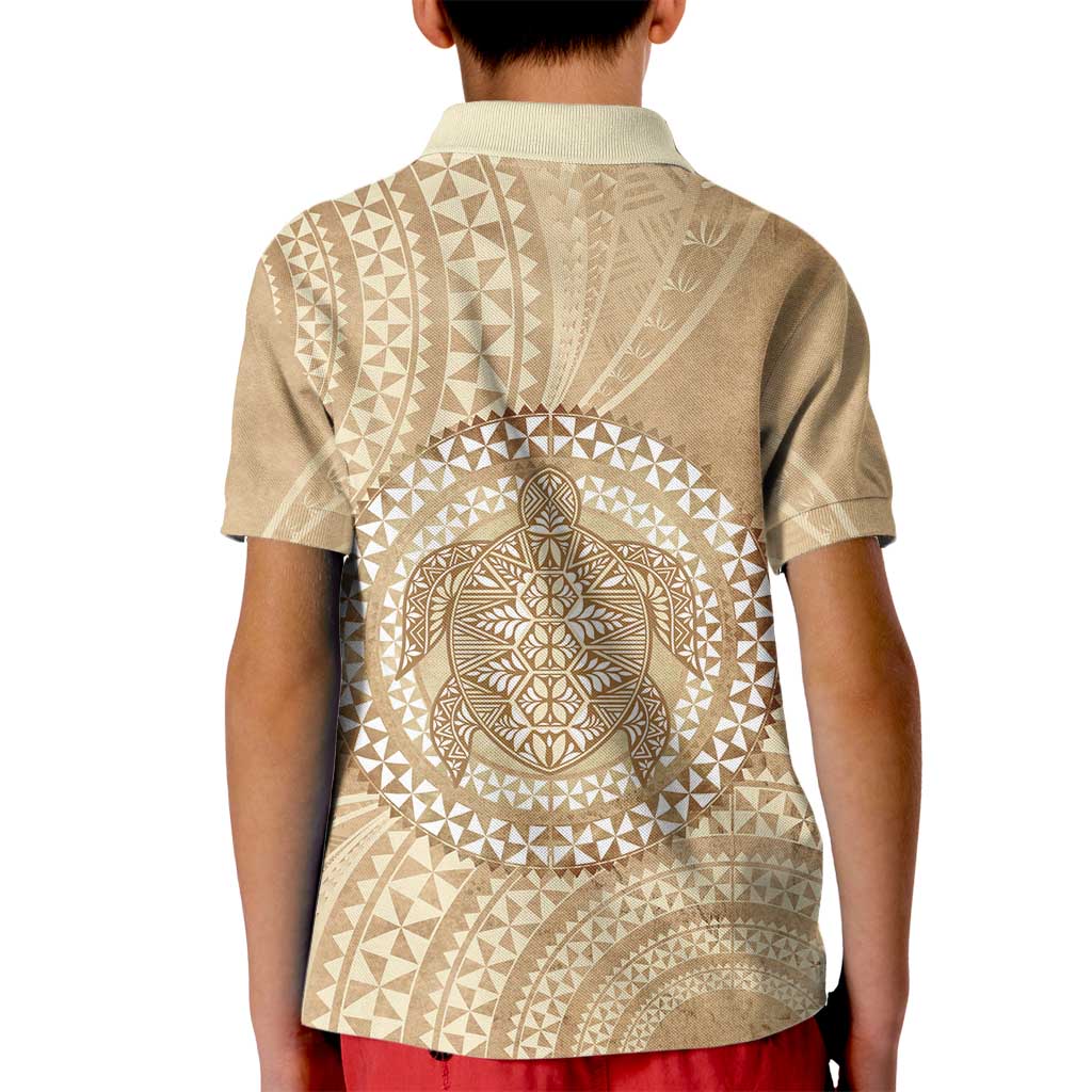 Tonga Ngatu Turtle Kid Polo Shirt Vintage Tongan Tapa Cloth LT14 - Polynesian Pride