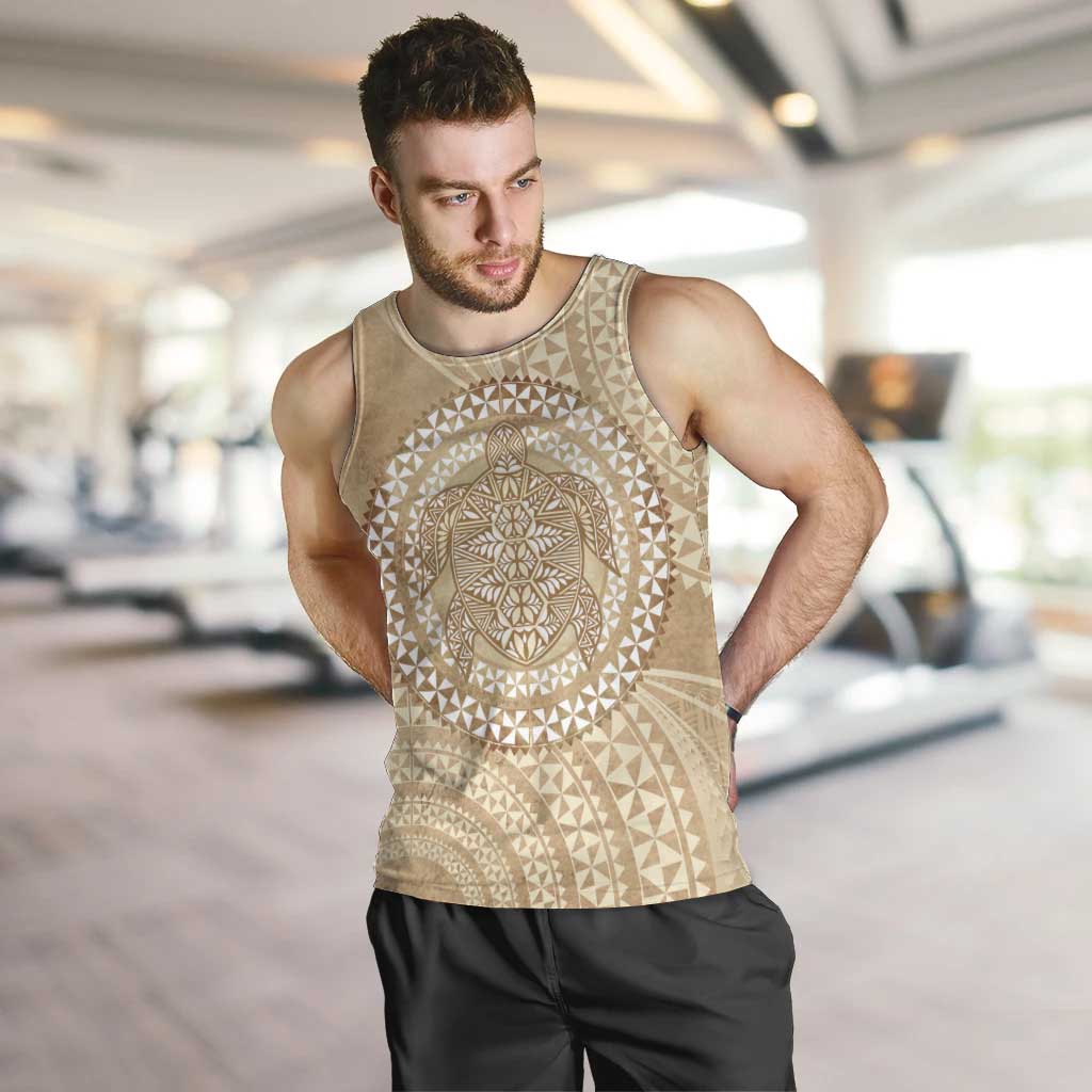 Tonga Ngatu Turtle Men Tank Top Vintage Tongan Tapa Cloth