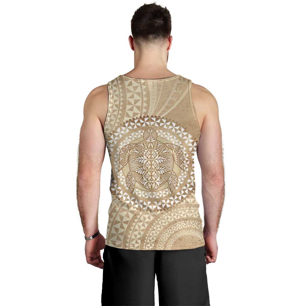 Tonga Ngatu Turtle Men Tank Top Vintage Tongan Tapa Cloth